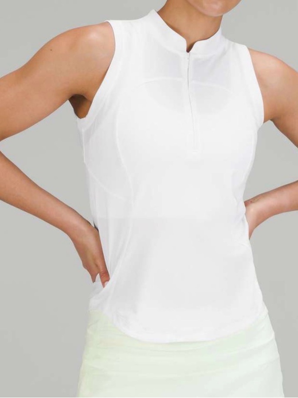 lululemon athletica White Sleeveless Zip-Front Athletic Tank